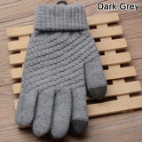 Knitted Gloves Winter Warm Thick Touch Screen Fur Gloves Solid Mittens for Mobile Phone Tablet Pad Women's Cashmere Wool Glove daiiibabyyy