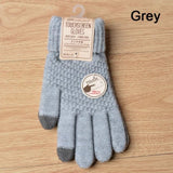 Knitted Gloves Winter Warm Thick Touch Screen Fur Gloves Solid Mittens for Mobile Phone Tablet Pad Women's Cashmere Wool Glove daiiibabyyy