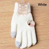 Knitted Gloves Winter Warm Thick Touch Screen Fur Gloves Solid Mittens for Mobile Phone Tablet Pad Women's Cashmere Wool Glove daiiibabyyy