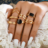 8pcs/sets Bohemian Geometric Rings Sets Clear Crystal Stone Gold Chain Opening Rings For Women Jewelry Accessories Gifts daiiibabyyy