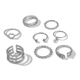8pcs/sets Bohemian Geometric Rings Sets Clear Crystal Stone Gold Chain Opening Rings For Women Jewelry Accessories Gifts daiiibabyyy