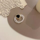 Korean Fashion Elastic Rope Pearl Beads Ring Elegant Simple Female Heart-shaped Gold Ring Charming Women Party Jewelry Girl Gift daiiibabyyy