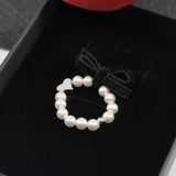 Korean Fashion Elastic Rope Pearl Beads Ring Elegant Simple Female Heart-shaped Gold Ring Charming Women Party Jewelry Girl Gift daiiibabyyy