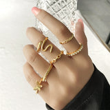 FNIO Bohemian Gold Chain Rings Set For Women Fashion Boho Coin Snake Moon Rings Party 2021 Trend Jewelry Gift daiiibabyyy