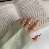 7PCS/SET Korea Fashion Mixed Minimalist Ring Set Geometric Round Metal Gold Silver Color Cuff Open Rings Jewelry For Women daiiibabyyy