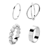 7PCS/SET Korea Fashion Mixed Minimalist Ring Set Geometric Round Metal Gold Silver Color Cuff Open Rings Jewelry For Women daiiibabyyy