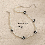 HUANZHI Vintage Sweet Choker Weave Pearls Choker Red Heart Colorful Beaded Irregular Flowers Rhinestone Necklace for Women daiiibabyyy