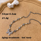 HUANZHI Vintage Sweet Choker Weave Pearls Choker Red Heart Colorful Beaded Irregular Flowers Rhinestone Necklace for Women daiiibabyyy