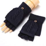 Wool Knitted Fingerless Flip Gloves Winter Warm Flexible Touchscreen Gloves for Men Women Unisex Exposed Finger Mittens Glove daiiibabyyy