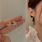 Long Dangle Earrings for Women 2021 Fashion Full Crystal Simulated Pearl Tassel Drop Earring Vintage Gold Brincos Jewelry daiiibabyyy