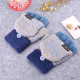 Winter Warm Thickening Wool Gloves Knitted Flip Fingerless Exposed Finger Thick Gloves Without Fingers Mittens Glove Women daiiibabyyy