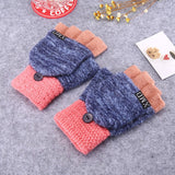 Winter Warm Thickening Wool Gloves Knitted Flip Fingerless Exposed Finger Thick Gloves Without Fingers Mittens Glove Women daiiibabyyy