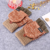Winter Warm Thickening Wool Gloves Knitted Flip Fingerless Exposed Finger Thick Gloves Without Fingers Mittens Glove Women daiiibabyyy