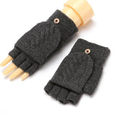 Winter Warm Thickening Wool Gloves Knitted Flip Fingerless Exposed Finger Thick Gloves Without Fingers Mittens Glove Women daiiibabyyy
