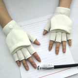 Winter Warm Thickening Wool Gloves Knitted Flip Fingerless Exposed Finger Thick Gloves Without Fingers Mittens Glove Women daiiibabyyy