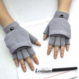 Winter Warm Thickening Wool Gloves Knitted Flip Fingerless Exposed Finger Thick Gloves Without Fingers Mittens Glove Women daiiibabyyy