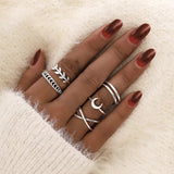 docona Leaf Moon Crescent Rings for Women Antique Punk Knuckle Midi Rings Set Vintage Anillos  Jewelry Accessories 7pcs/set 9893 daiiibabyyy