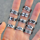 New Fashion Hiphop Punk Stainless Steel Fire Butterfly Band Rings Vintage Goth Rings for Women Men Jewelry Gift