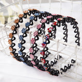 Fashion Flower Rhinestone Bangs Headband Non-slip Elastic Hairbands Crystal Band Bow for Women Girl Hair Accessories Headwear daiiibabyyy