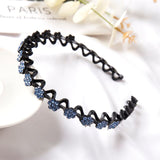 Fashion Flower Rhinestone Bangs Headband Non-slip Elastic Hairbands Crystal Band Bow for Women Girl Hair Accessories Headwear daiiibabyyy