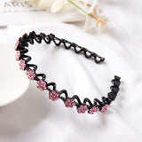 Fashion Flower Rhinestone Bangs Headband Non-slip Elastic Hairbands Crystal Band Bow for Women Girl Hair Accessories Headwear daiiibabyyy