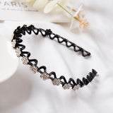 Fashion Flower Rhinestone Bangs Headband Non-slip Elastic Hairbands Crystal Band Bow for Women Girl Hair Accessories Headwear daiiibabyyy