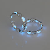 Adjustable Hollow Heart Luminous Ring Glow In Dark Silver Color Rings for Women Friends Gift Vintage Fashion Jewelry Ring