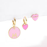 Daiiibabyyy New Sweet Love Heart Drop Earrings for Women Girls Round Circle Enamel Letters Korean Fashion Statement Wedding Jewelry