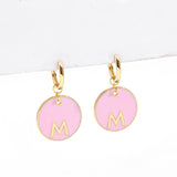 New Sweet Love Heart Drop Earrings for Women Girls Round Circle Enamel Letters Korean Fashion Statement Wedding Jewelry daiiibabyyy