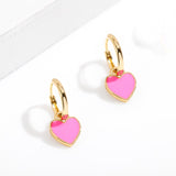 New Sweet Love Heart Drop Earrings for Women Girls Round Circle Enamel Letters Korean Fashion Statement Wedding Jewelry daiiibabyyy