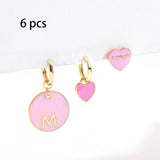 New Sweet Love Heart Drop Earrings for Women Girls Round Circle Enamel Letters Korean Fashion Statement Wedding Jewelry daiiibabyyy