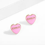 New Sweet Love Heart Drop Earrings for Women Girls Round Circle Enamel Letters Korean Fashion Statement Wedding Jewelry daiiibabyyy