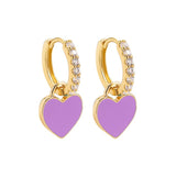 New Sweet Love Heart Drop Earrings for Women Girls Round Circle Enamel Letters Korean Fashion Statement Wedding Jewelry daiiibabyyy