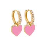 New Sweet Love Heart Drop Earrings for Women Girls Round Circle Enamel Letters Korean Fashion Statement Wedding Jewelry daiiibabyyy