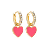 New Sweet Love Heart Drop Earrings for Women Girls Round Circle Enamel Letters Korean Fashion Statement Wedding Jewelry daiiibabyyy