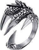 1pcs Titanium Steel Eagle Dragon Claw Halloween Skull Ring Hot Selling Men's Domineering Opening Rock Animal Jewelry daiiibabyyy