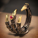 1pcs Titanium Steel Eagle Dragon Claw Halloween Skull Ring Hot Selling Men's Domineering Opening Rock Animal Jewelry daiiibabyyy