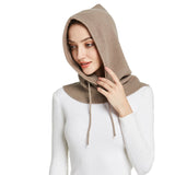Sparsil Unisex Knit Scarf Hood Hat Winter Women Cashmere Beanie Bonnet Lady Wool Neck&Face Protect Balaclava Skullies Men Hooded daiiibabyyy