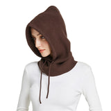 Sparsil Unisex Knit Scarf Hood Hat Winter Women Cashmere Beanie Bonnet Lady Wool Neck&Face Protect Balaclava Skullies Men Hooded daiiibabyyy