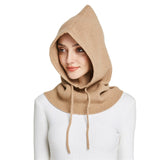 Sparsil Unisex Knit Scarf Hood Hat Winter Women Cashmere Beanie Bonnet Lady Wool Neck&Face Protect Balaclava Skullies Men Hooded daiiibabyyy