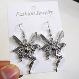 Ancient Punk Statement Angel Fairy Wings Pendant Necklace for Women Chains Choker Jewelry Punk Goth Gothic Vintage Accessories daiiibabyyy