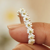 Sweet Daisy Flower Rings for Women Open Adjustable Ring Electroplating Cuff Wedding Engagement Rings Jewelry Gift daiiibabyyy