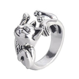 Blue Eyes Owl Ring for Women Girl Man Couple Vintage Gothic Animal Open Adjustable Ring Statement Rings Jewelry Gift daiiibabyyy