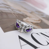 Blue Eyes Owl Ring for Women Girl Man Couple Vintage Gothic Animal Open Adjustable Ring Statement Rings Jewelry Gift daiiibabyyy