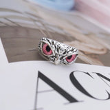 Blue Eyes Owl Ring for Women Girl Man Couple Vintage Gothic Animal Open Adjustable Ring Statement Rings Jewelry Gift daiiibabyyy