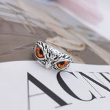 Blue Eyes Owl Ring for Women Girl Man Couple Vintage Gothic Animal Open Adjustable Ring Statement Rings Jewelry Gift daiiibabyyy