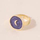 Fashion Rings Alloy Drop Oil Love Heart Moon Lightning Rings Elegant Cute Round Ring Party Jewelry Jewelry for Women daiiibabyyy