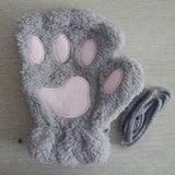 Women Winter Fur Rabbit Mittens fingerless Gloves Plush Warm Glove Winter Soft Thick Gloves for Women Girl Flexible Half Finger daiiibabyyy