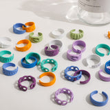 2021 New Trendy Hand-painted Candy Color Dripping Oil Geometric Chain Rings for Women Multicolor Irregular Open Rings Jewelry daiiibabyyy