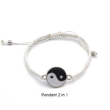Tai Chi Yin Yang Couple Bracelets Alloy Pendant Adjustable Braid Chain Bracelet Necklace Matching Lover Bracelets Necklaces daiiibabyyy
